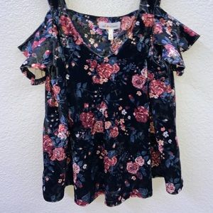 Velvet cold shoulder top